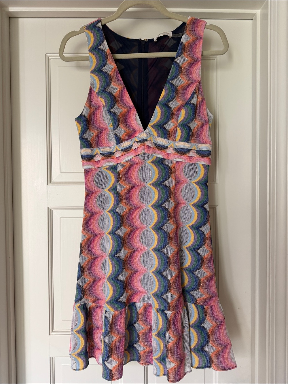 Ramy Brook Multicolor Scallop-Print V-Neck Dress